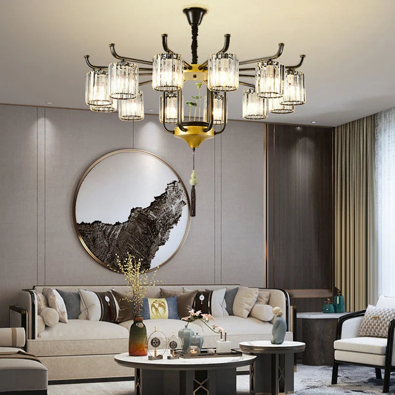 Afralia™ Luxury Crystal Chandelier: Modern Chinese Villa Living Room Lighting