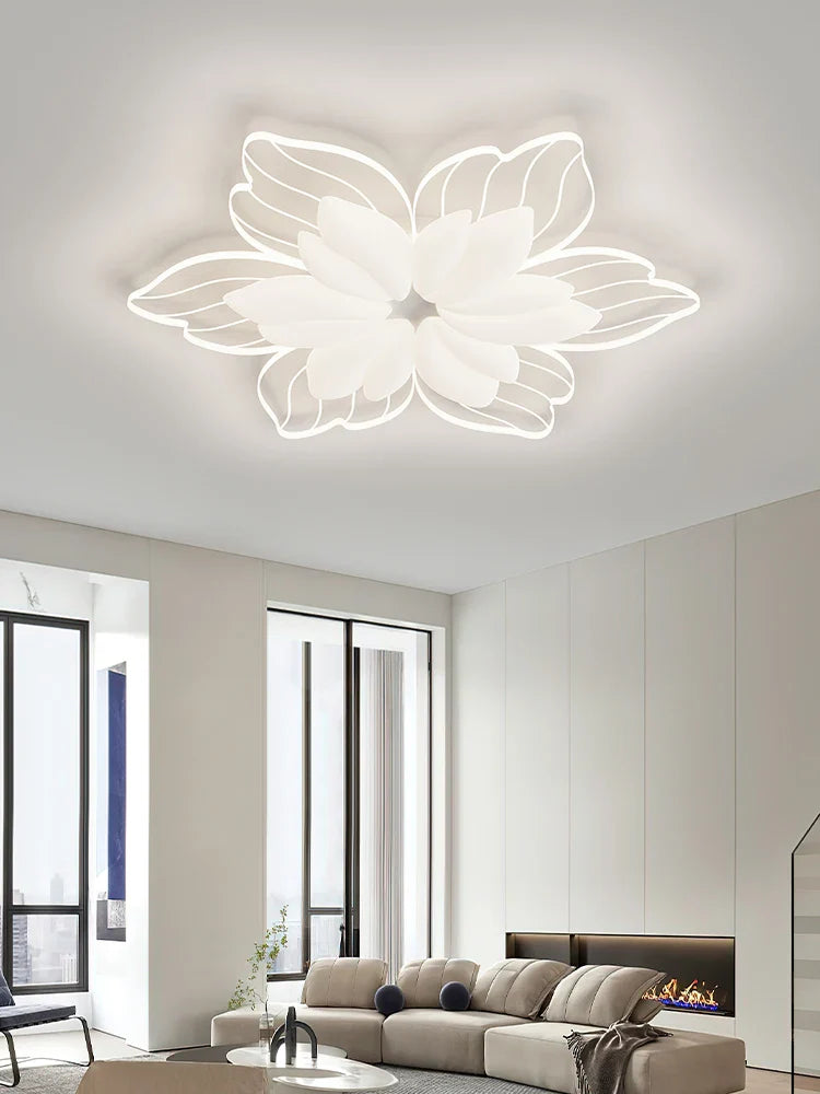 Afralia™ LED Flower Chandelier White Ceiling Lamp for Bedroom Living Room Decor