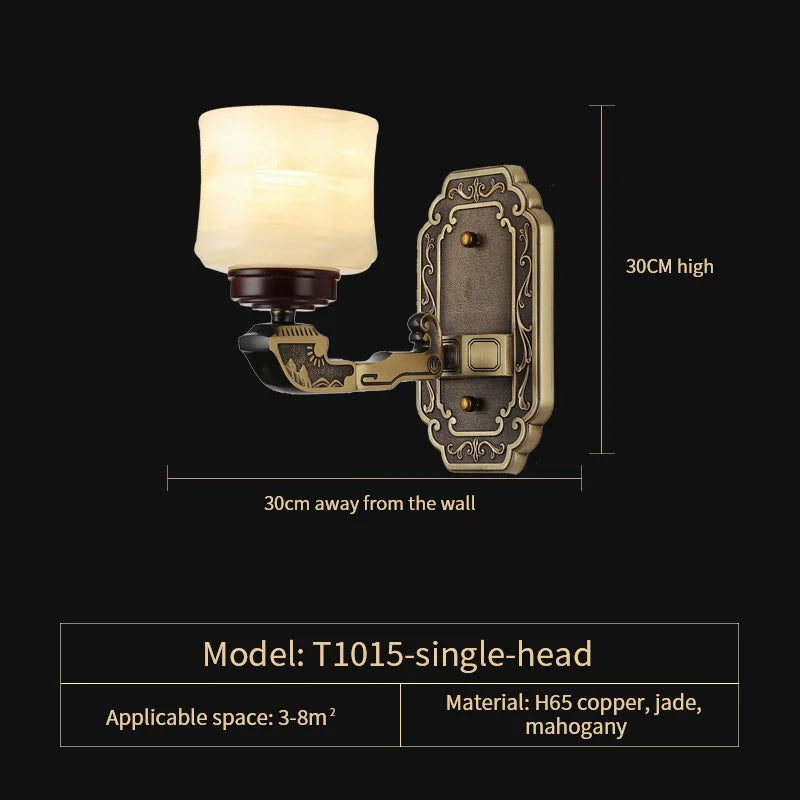 Afralia™ Luxury Copper Marble Chandelier for Living Room in New Chinese Style