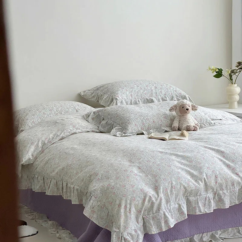 Afralia™ Korean Floral Lace Duvet Cover: Luxury Soft Quilt for Queen King, Breathable Home Decor