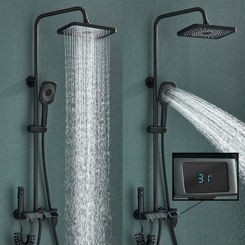 Afralia™ Digital Rainfall Shower System Mixer Set 4-way Bathroom Faucets Kit