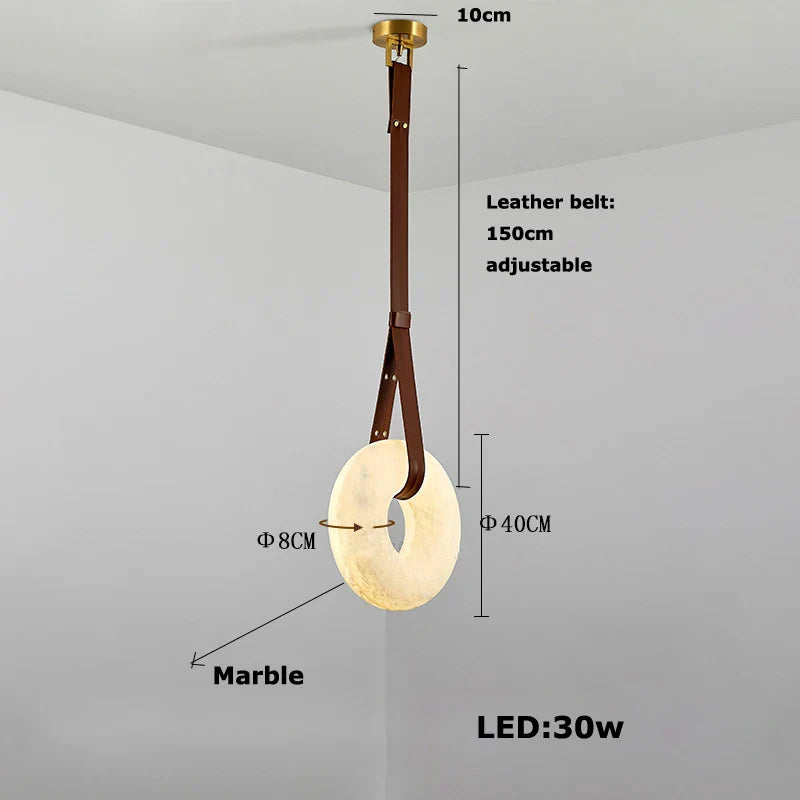 Afralia™ Brown Marble Leather Chandelier - High-end Staircase Villa Lighting