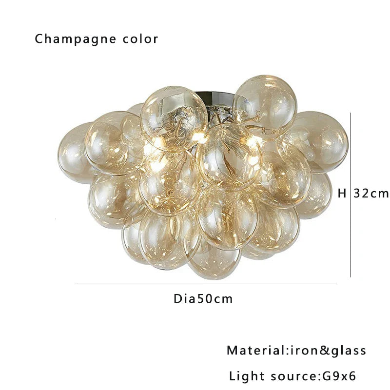 Afralia™ Smoky Gray Grape Glass Chandelier - Modern Dining Room Decor