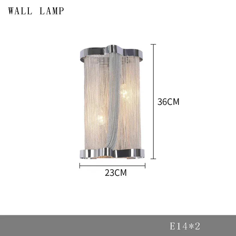 Afralia™ Modern Tassel Aluminum Chain Ceiling Chandelier for Villa Stairwell