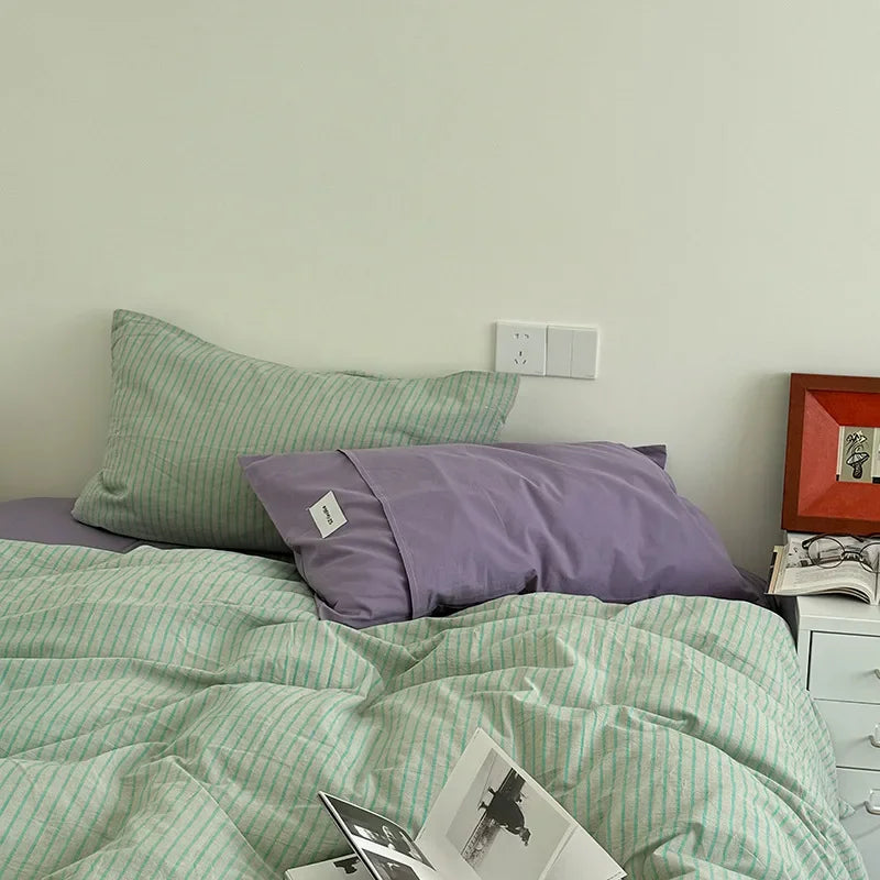 Afralia™ Nordic Striped Cotton Bedding Sets for Comfortable Seasons