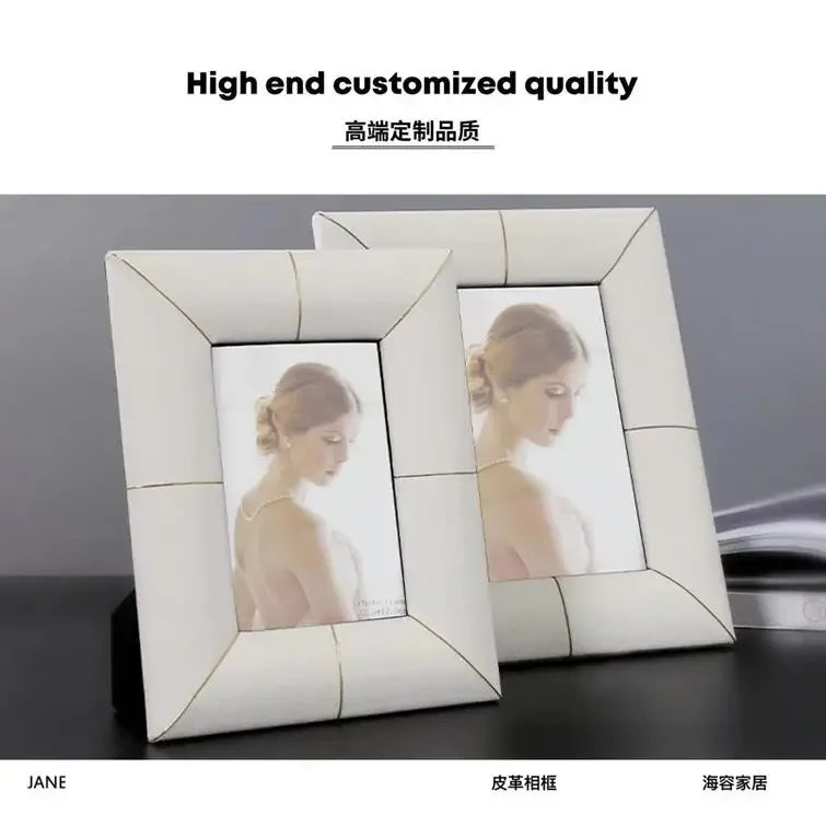 Afralia™ Hand-woven Leather Wedding Photo Gift Frame - Modern Home Decoration