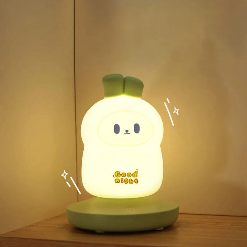 Afralia™ Pear Rabbit Silicone Night Light: Touch Sensor Dimmable Rechargeable Lamp for Kids and Baby Bedroom