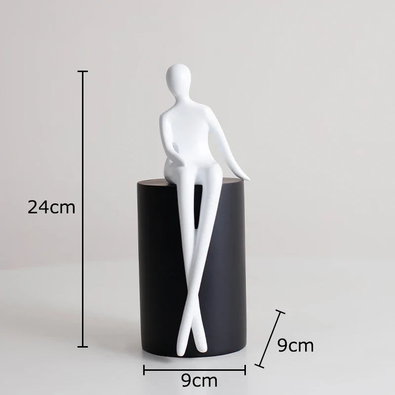 Afralia™ Geometric Base Character Statue Decor - Resin Sculpture for Aesthetic Room Ornaments