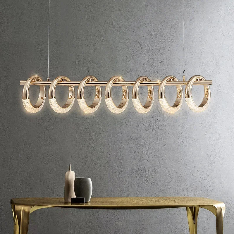 Afralia™ Gold Acrylic Circle Ring LED Pendant Chandelier