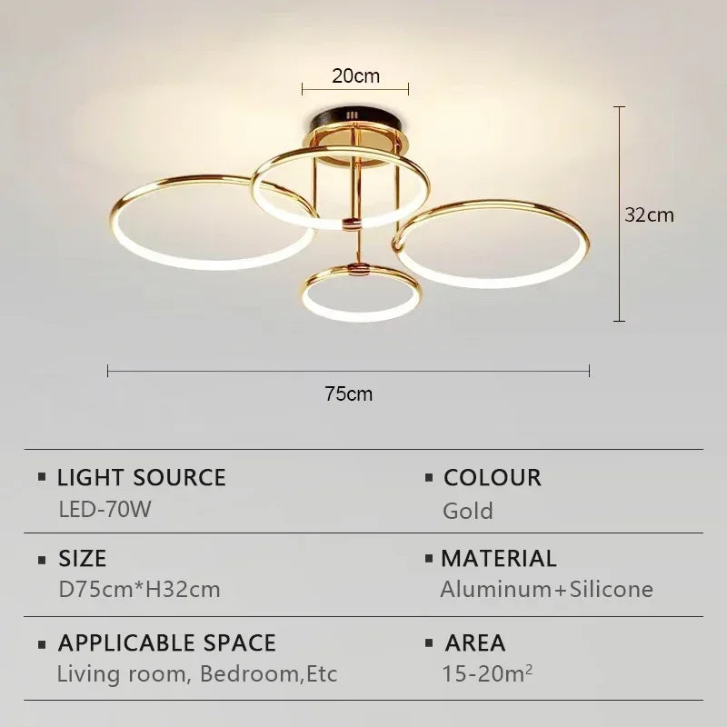 Afralia™ Modern Gold-plated LED Pendant Light for Luxury Indoor Lighting.