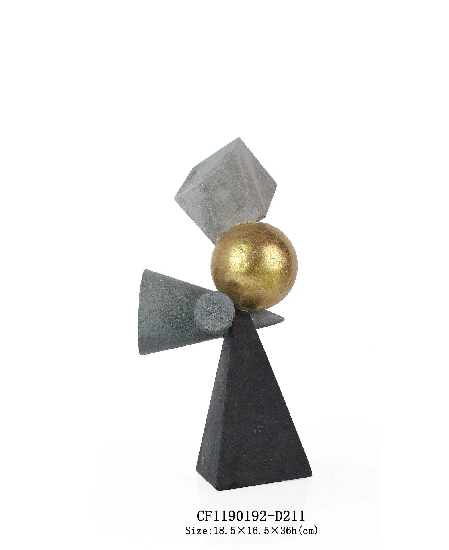Afralia™ Geometric Gold Ball Abstract Sculpture Triangular Statues for Home Decor