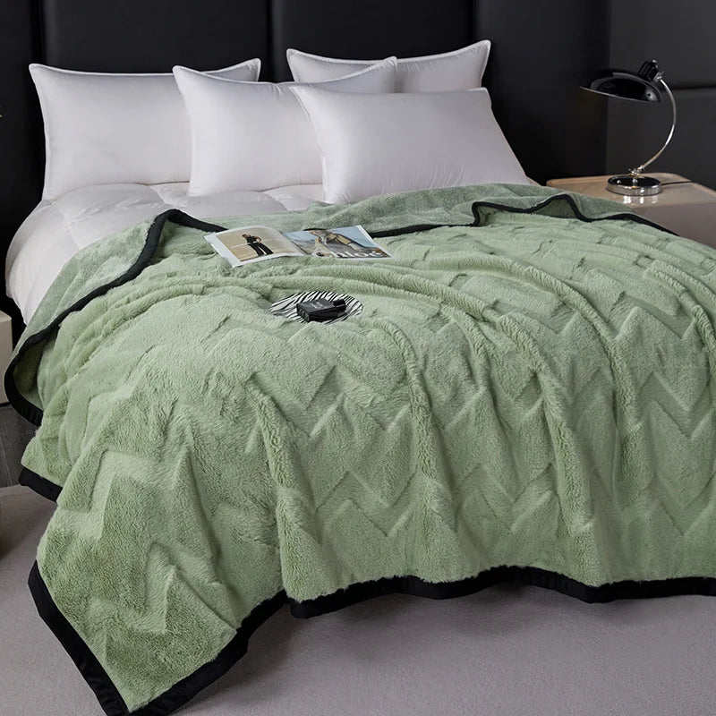 Afralia™ Faux Rabbit Plush Solid Blanket: Luxury All-Season Sofa Cover & Air Conditioning Quilt