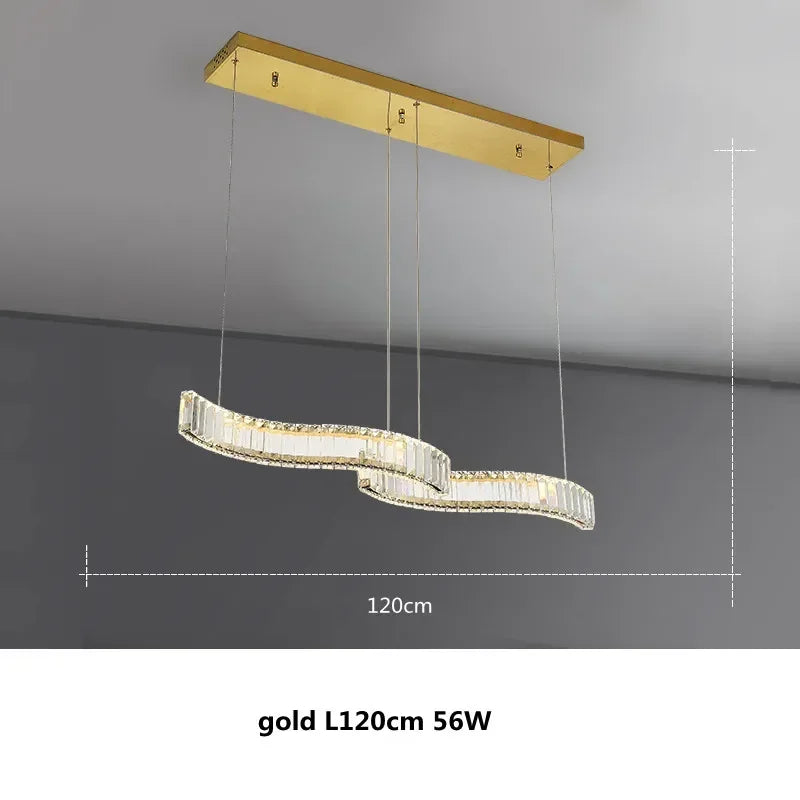 Afralia™ S Wave Steel & Crystal Dimmable LED Pendant Lights