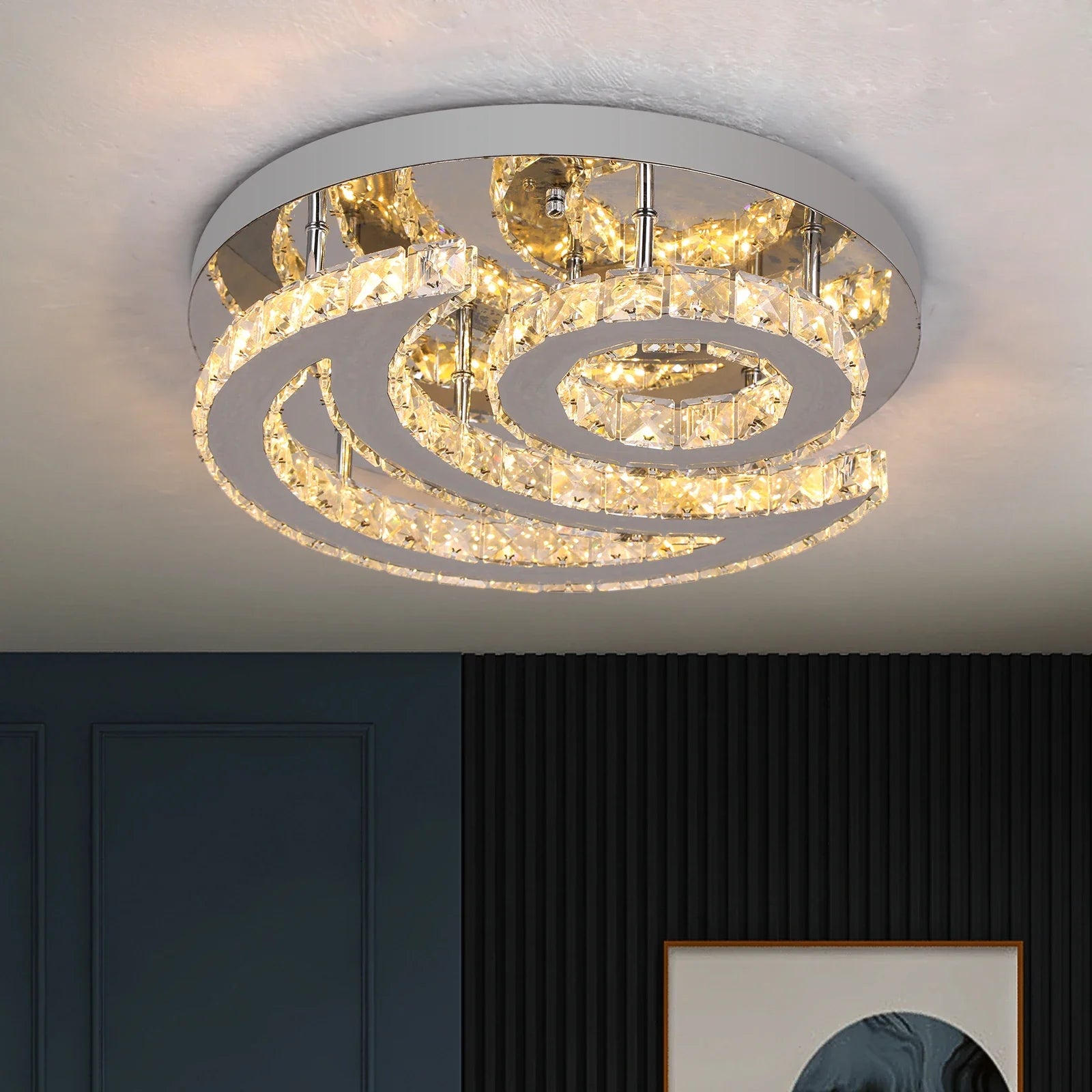 Afralia™ Crystal Chandelier for Home Hotel Decor, Modern LED Ceiling Light Fixture