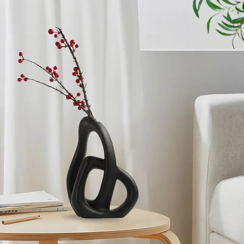 Afralia™ Ceramic Cross Geometry Flower Vase for Home Decoration and Floral Arrangement