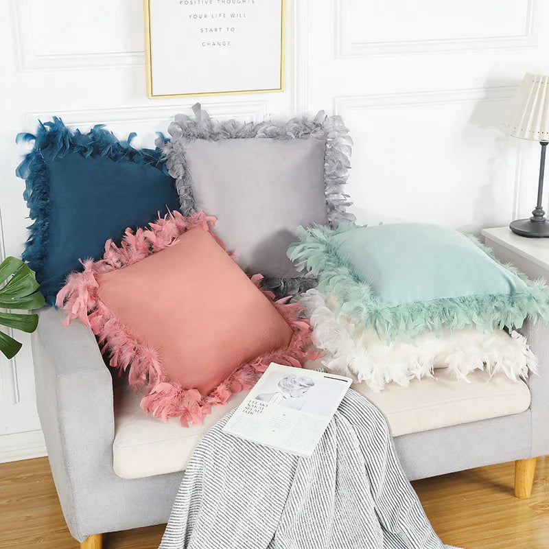 Afralia™ Velvet Pom Pom Pillow Cover for Home Decor, 45x45CM