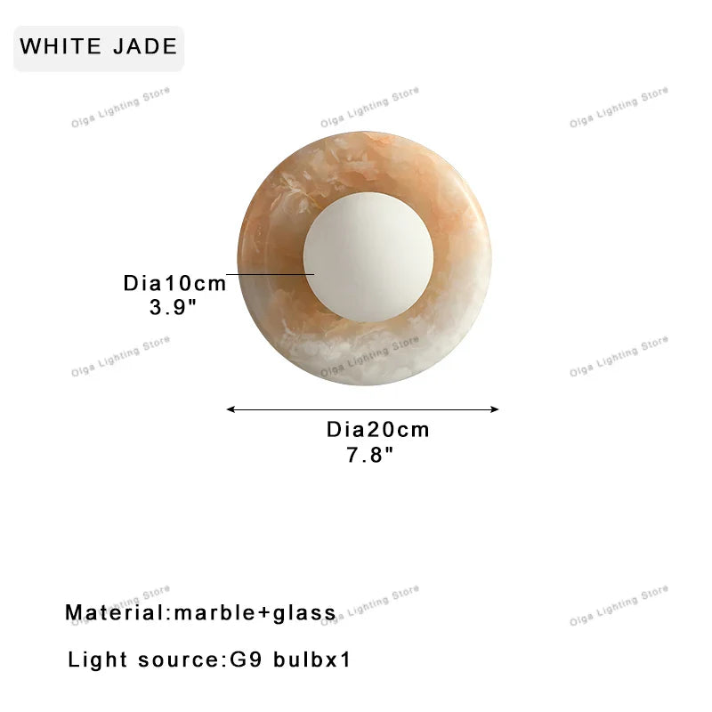 Afralia™ Marble & Jade Wall Lamp: Luxury Purple Green White Stone Mount Light