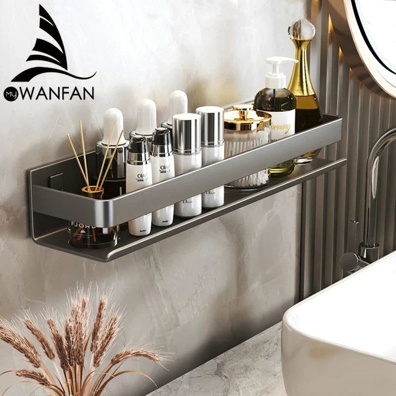 Afralia™ Metal Corner Makeup Organizer Shelf for Kitchen, Bathroom, and Shower Storage