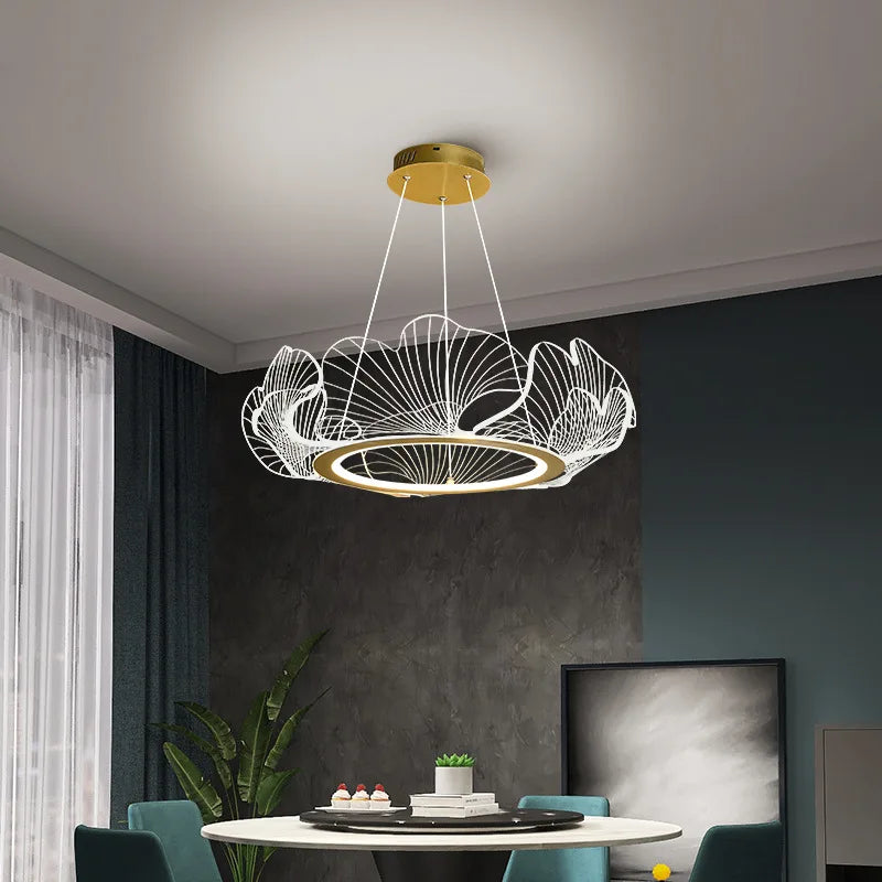 Afralia™ Ginkgo Leaf Chandelier Nordic Pendant Light for Living Dining Bedroom
