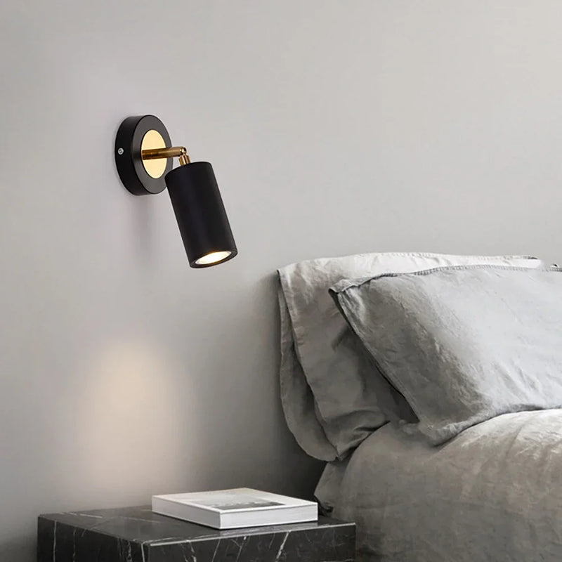 Afralia™ Modern Rotatable Wall Lamp - Black and Gold Bedside Sconce for Adjustable Reading Spotlight