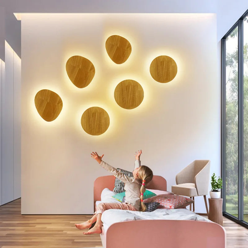 Afralia™ Scandinavian Log Wall Lamp Wood, Modern LED Light for Living Room Corridor