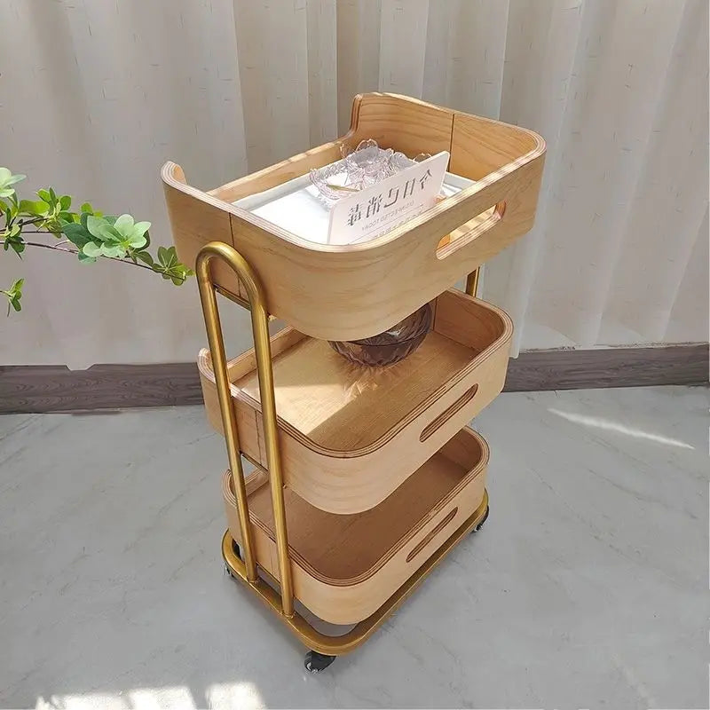 Afralia™ Salon Tool Cart Wood Manicure Cosmetologist Hairdresser Furniture