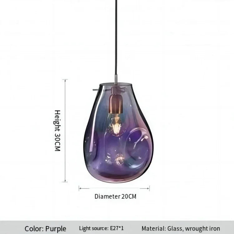 Afralia™ Colorful Modern Glass Chandelier LED Pendant Light for Dining Room