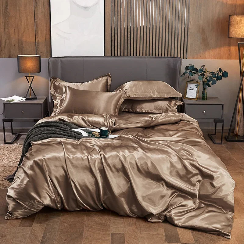 Afralia™ Nordic Silk Comforter Cover Set for Single Double, Smooth & Skin Friendly