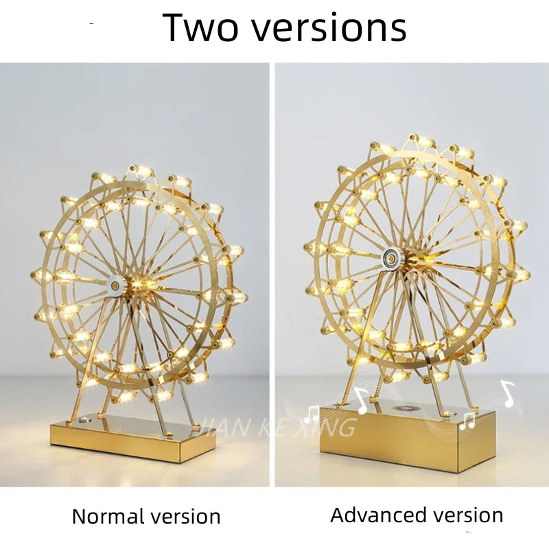 Afralia™ LED Ferris Wheel Table Lamp for Bedroom Decor Stainless Steel Night Light