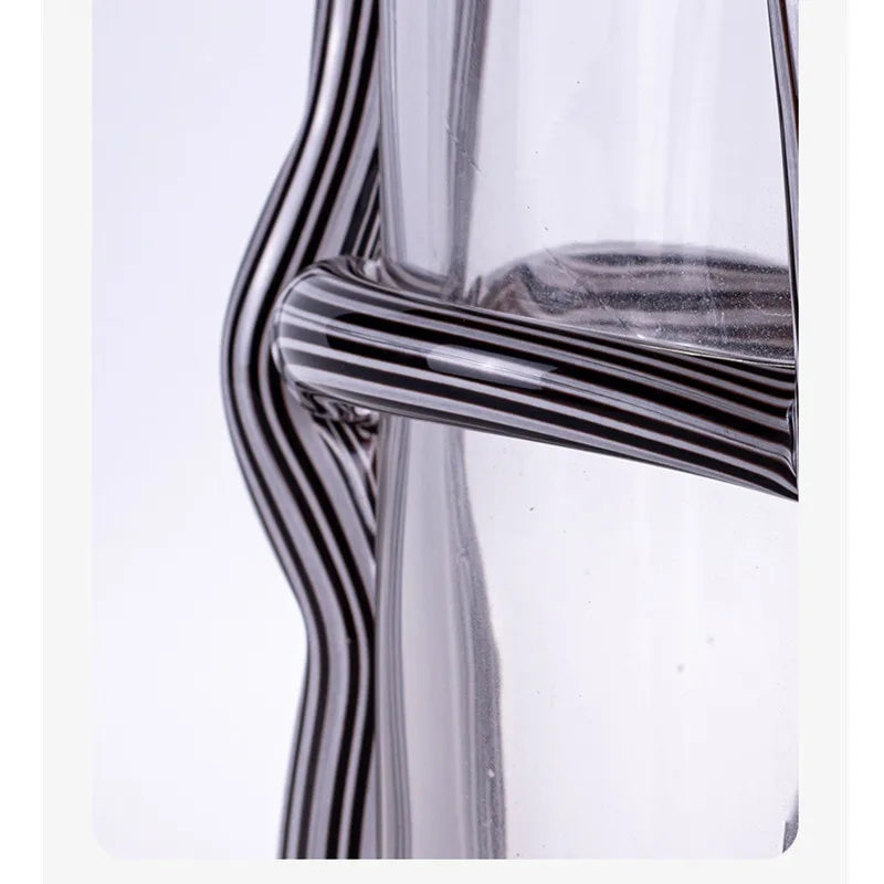Afralia™ Stripe Cross Glass Vase for Artistic Flower Arrangement and Home Decor