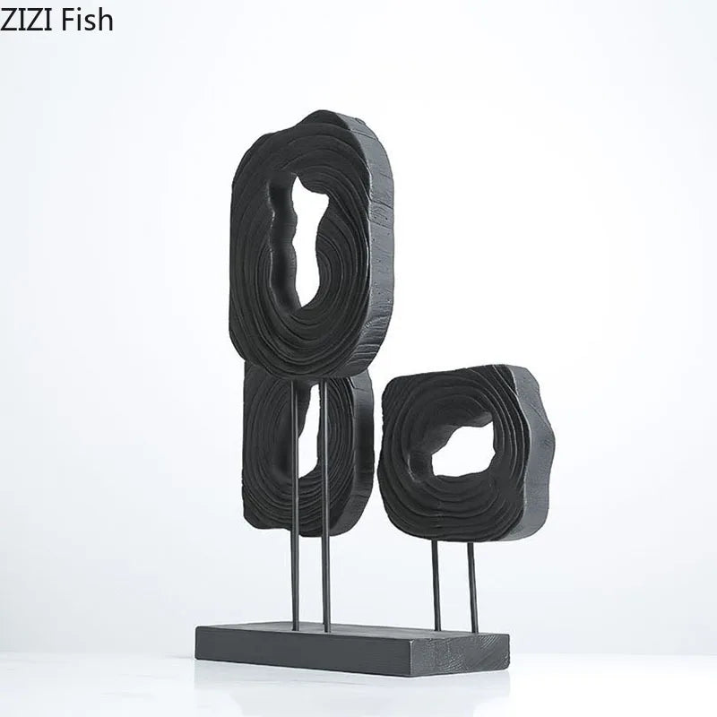 Afralia™ Triangle Hollow Out Wood Sculpture Desk Ornament Artwork Decor