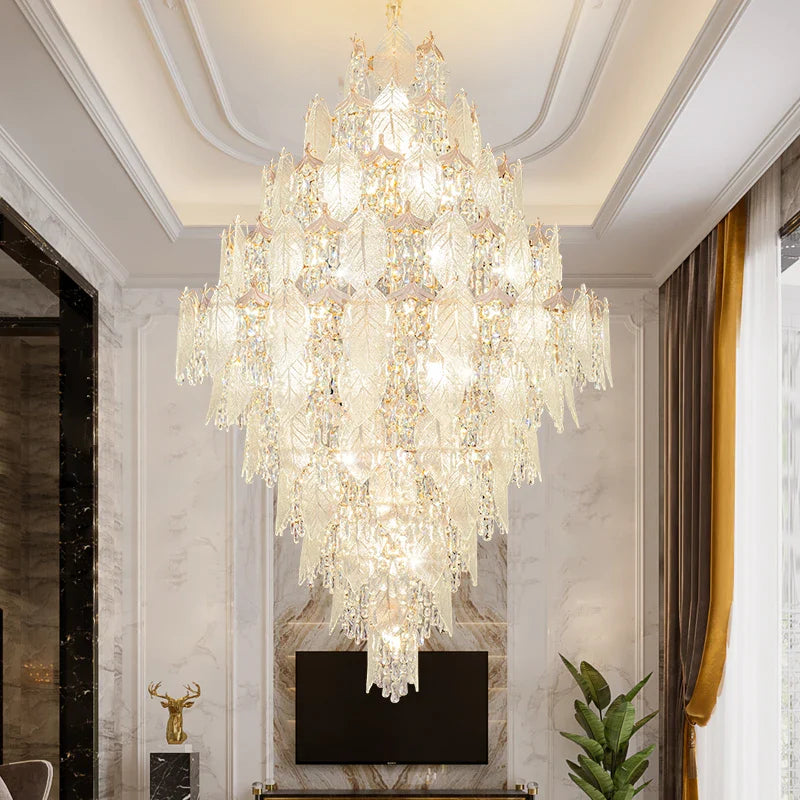 Afralia™ Modern Villa Rotating Crystal Chandelier