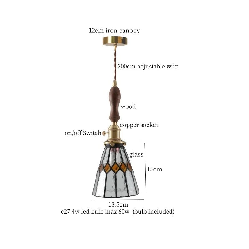 Afralia™ Vintage Glass LED Pendant Light for Cafe Restaurant Living Room