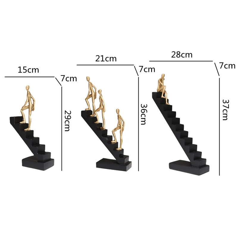 Afralia™ Golden Man Climber Staircase Abstract Sculpture Home Decor Ornaments