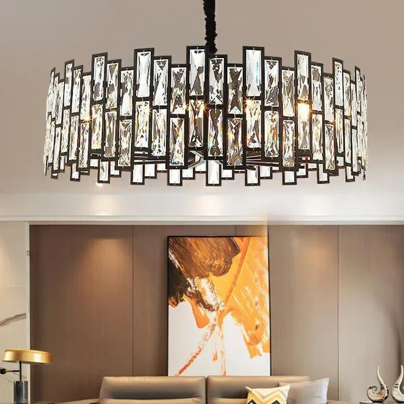 Afralia™ Small Black Crystal Chandelier: ModernLight Luxury for Home Indoor Lighting