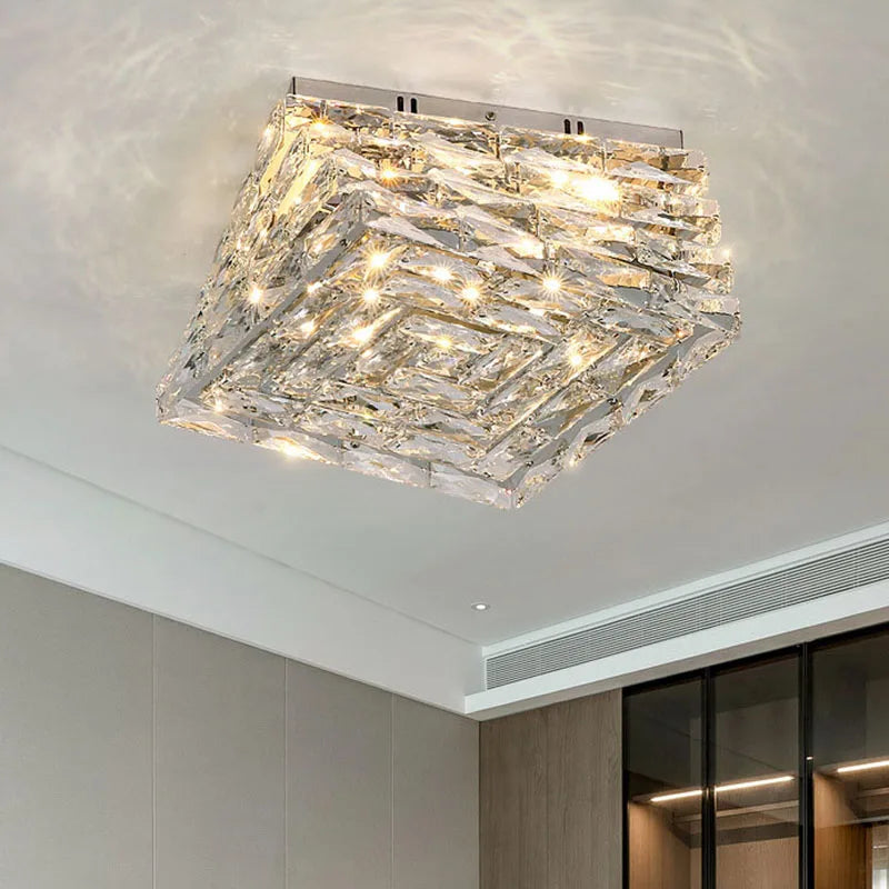 Afralia™ Crystal Ceiling Lamp: Modern Minimalist Indoor LED Lighting for Living Room, Dining & Bedroom