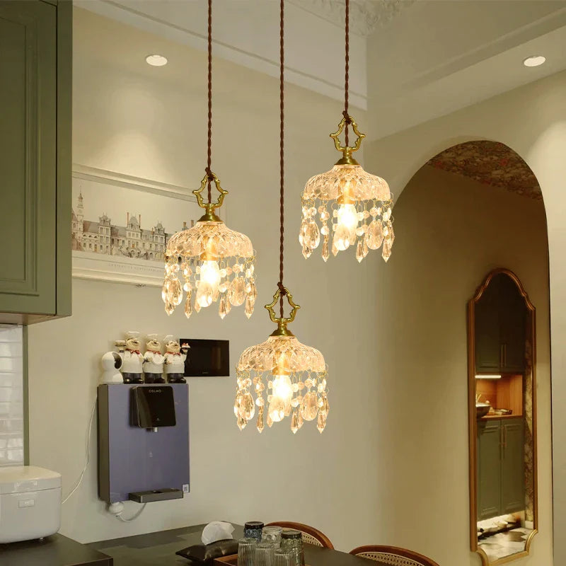 Afralia™ Modern Crystal Glass LED Pendant Light for Cafe, Loft, Bedroom, Living, Dining Room