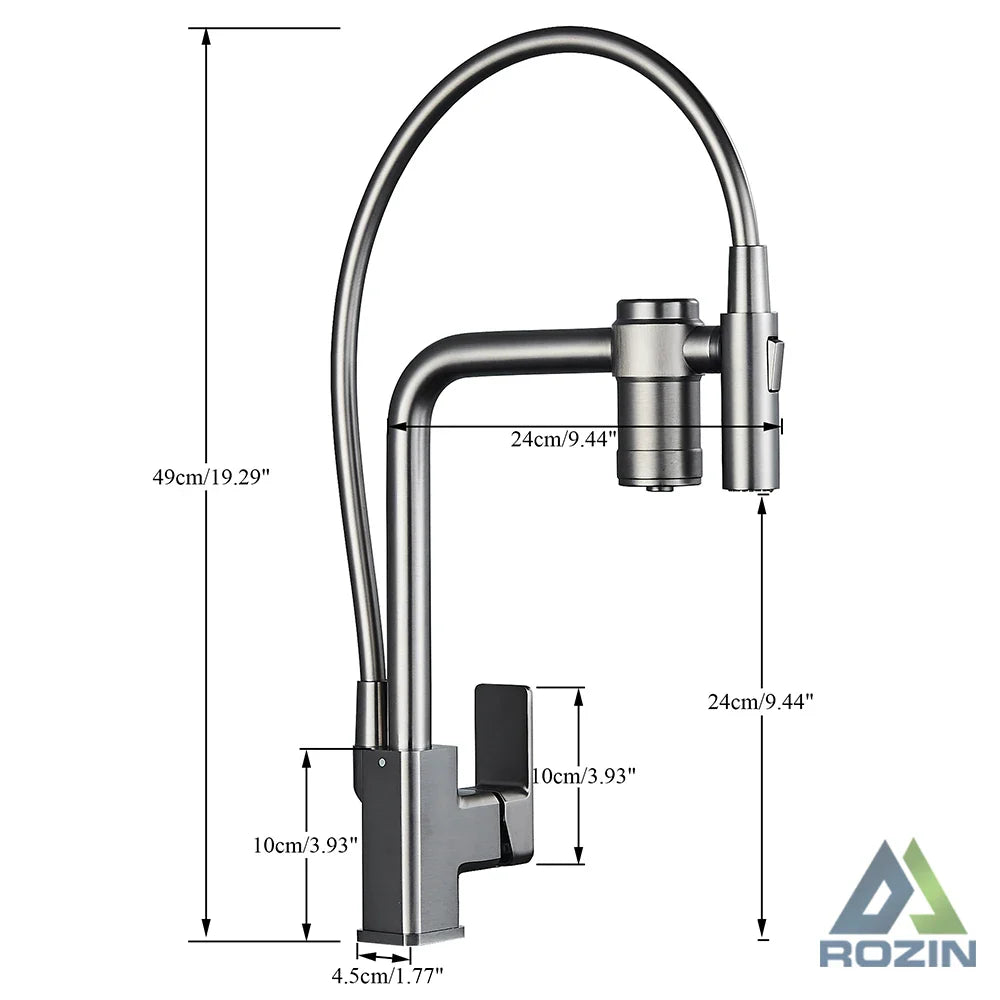 Afralia™ Gun Grey Filtered Water Kitchen Faucet with Pull Down Sprayer