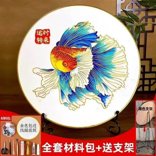 Afralia™ Cloisonne Silk Enamel Painting DIY Kit - Beginner Handmade Material Package