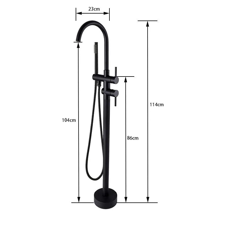 Afralia™ Matte Black Bathtub Faucet Diverter Floor Mounted Mixer Tap Brass Bath Spout Crane