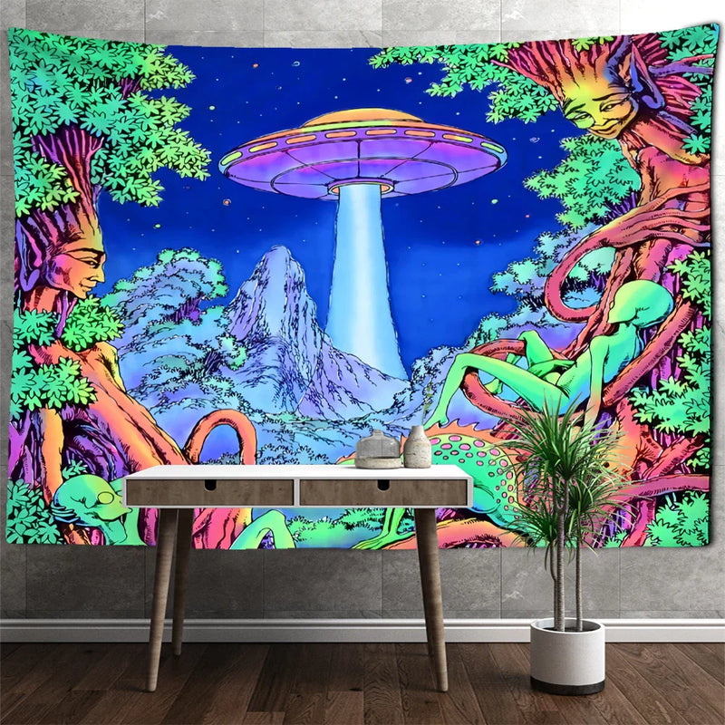 Afralia™ Jellyfish Underwater Tapestry: Psychedelic Alien Art for Home Decor