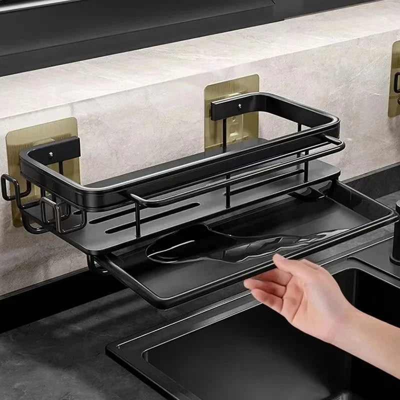 Afralia™ Space Aluminum Sink Shelf for Kitchen and Bathroom Organization