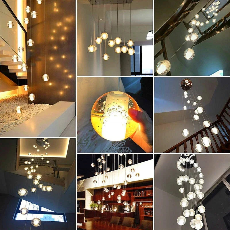 Afralia™ Crystal Ceiling Chandelier for Staircase & Hallway, Elegant Long Cable Pendant Light