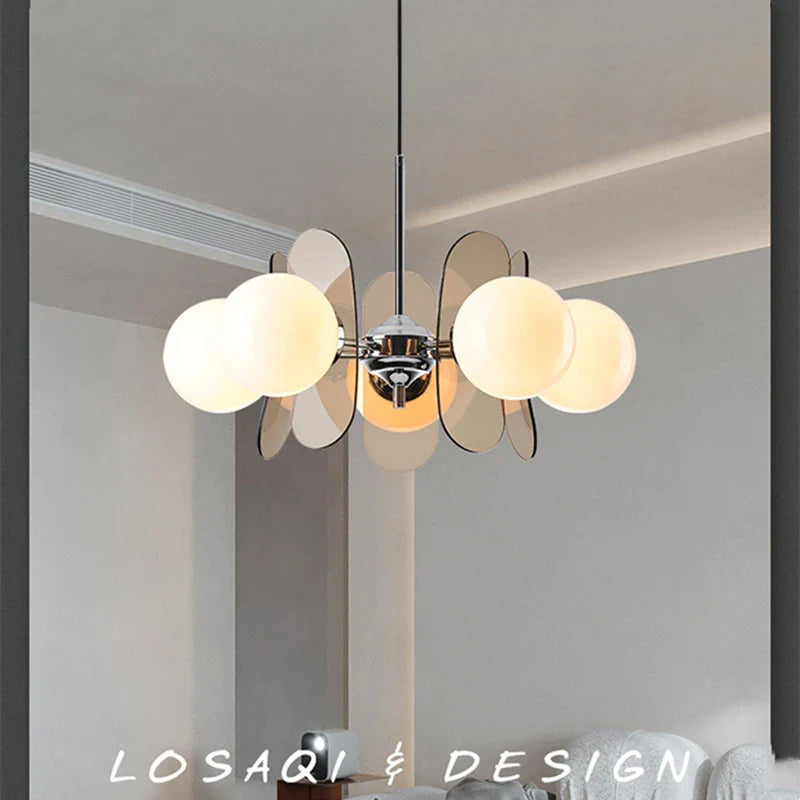 Afralia™ Phosphorescent Glass Ball Chandelier: Modern Bauhaus Design LED Pendant Lamp