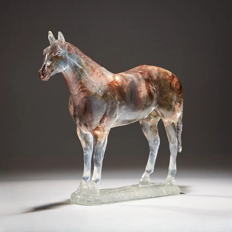 Afralia™ Resin Horse Sculpture Decor - Transparent Colored Animal Figurine