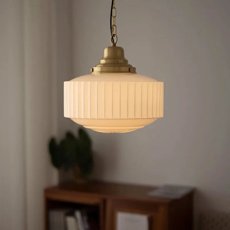 Afralia™ Brass Glass Pendant Lights LED E27 Gold Lustre Ceiling Lamp