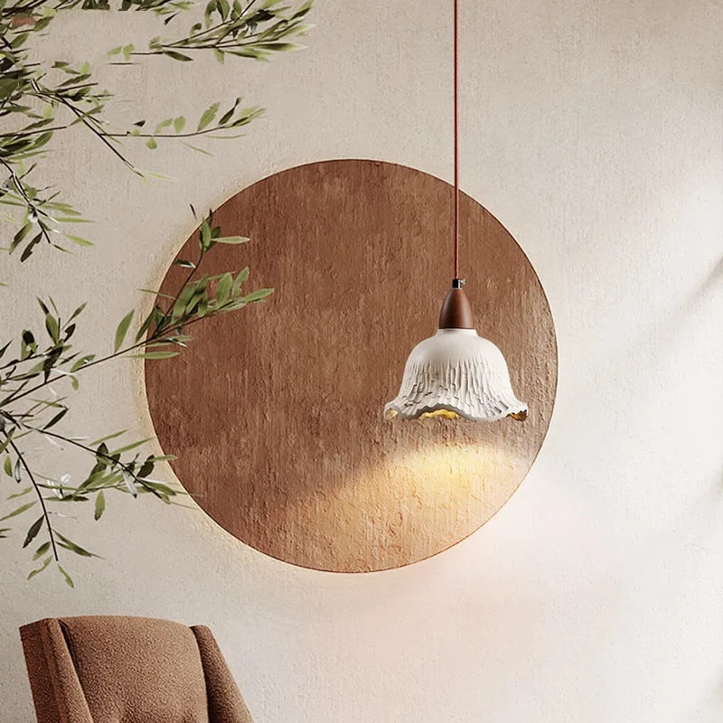 Afralia™ Nodric LED Pendant Lamp Cement & Wood Hanging Light