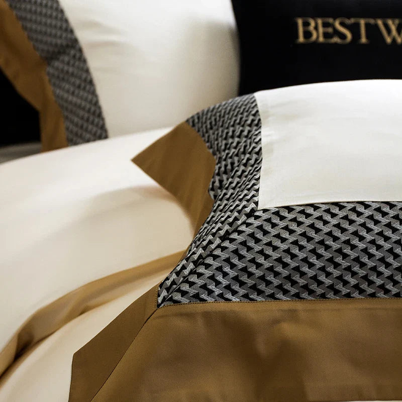 Afralia™ Luxe Egyptian Cotton Bedding Set - Full Queen King Duvet Cover Flat Sheet Pillowcases
