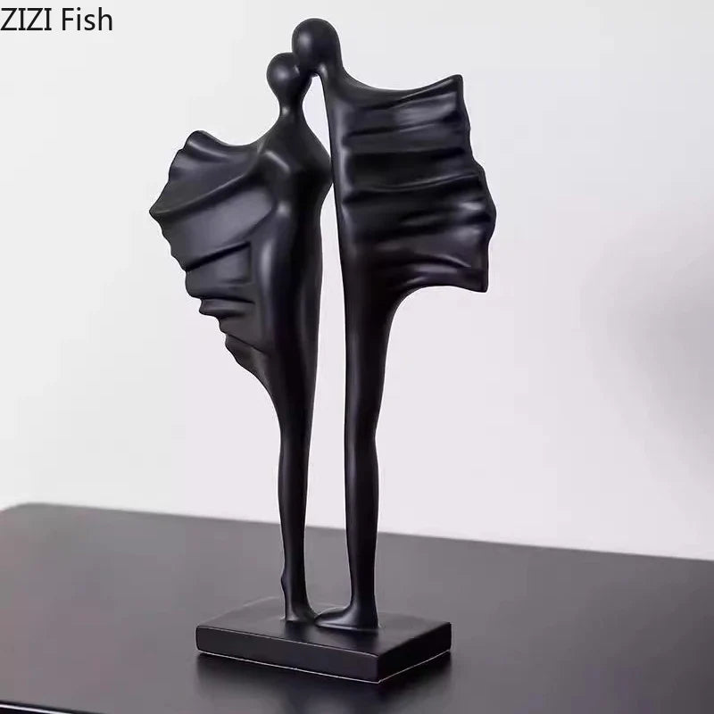 Afralia™ Abstract Lovers Resin Sculpture Modern Decor Ornaments - Couple Figures Statue