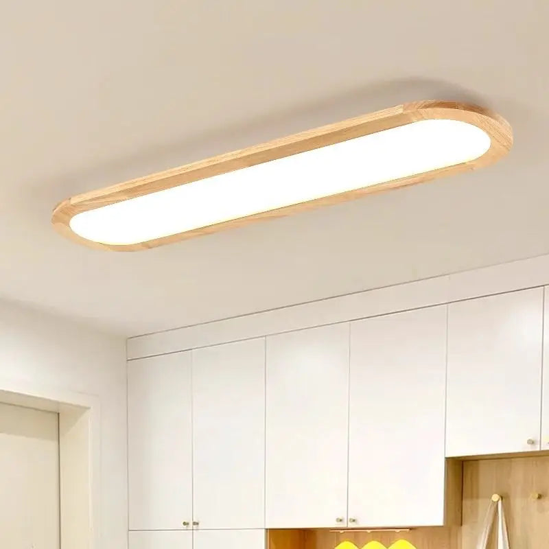 Afralia™ Wood LED Ceiling Lights: Modern Rectangular Chandelier for Living Room Bedroom Kitchen Home
